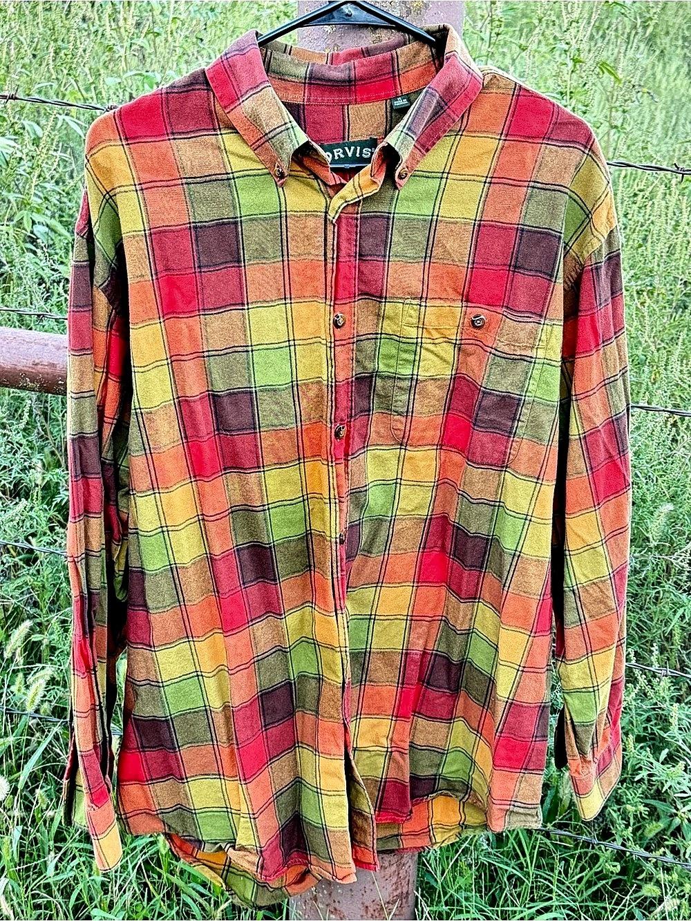 Orvis Signature Premium Cotton-Wool Blend Plaid Shirt  Size XL Cabincore
